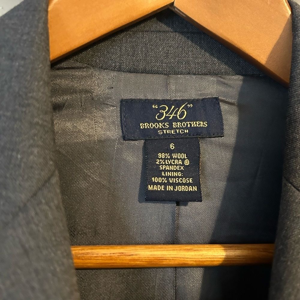 Womens Brooks Brothers 346 Wool Gray‎ Dress Suit Blazer Stretch Sz 6 Office - Picture 3 of 6